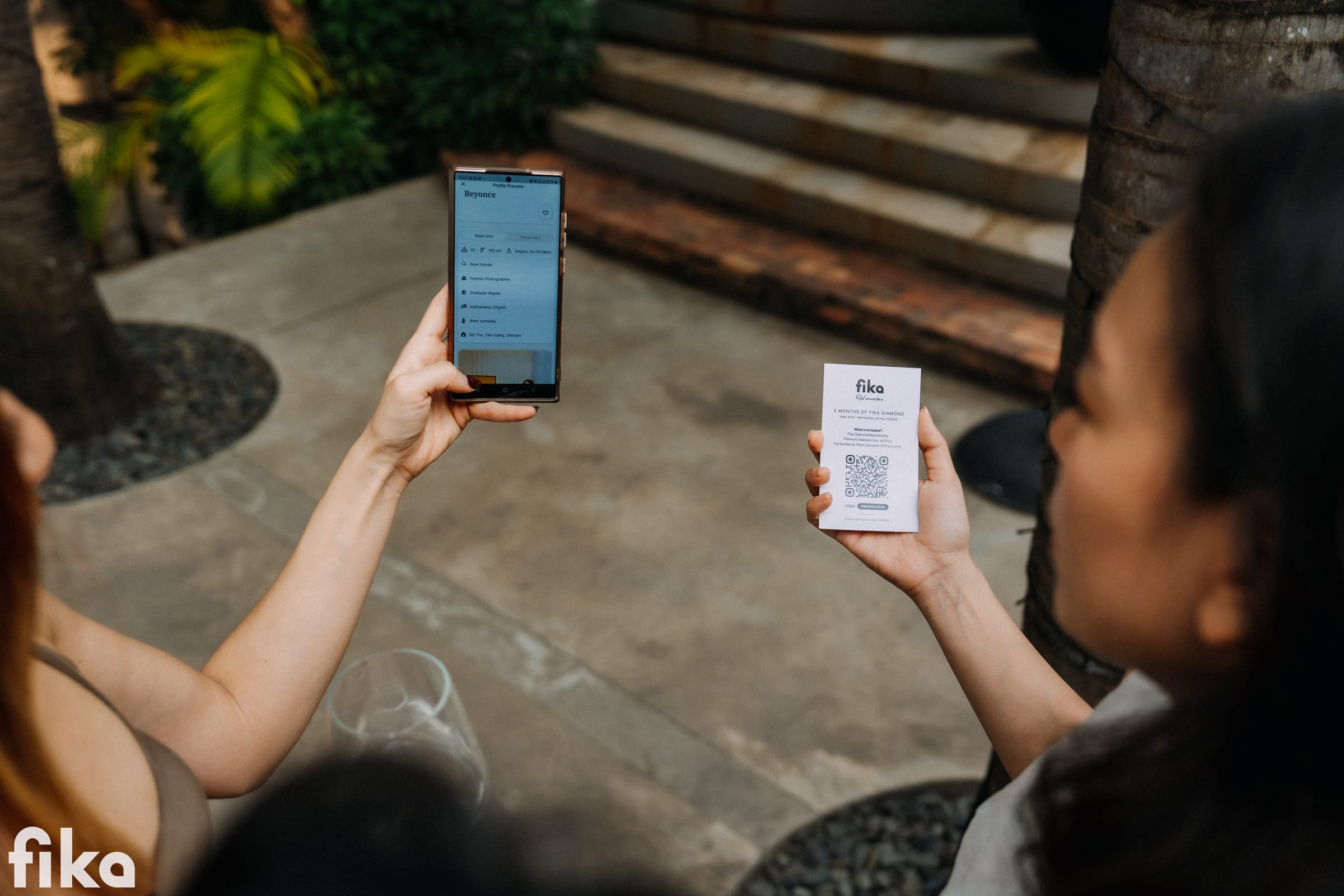 A member reading the personalised Story of their match on a phone